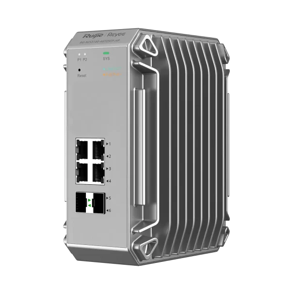 RG‑NIS3100‑4GT2SFP‑HP Industrial PoE+ Switch – 4×Gigabit + 2×SFP, –40°C to 80°C
