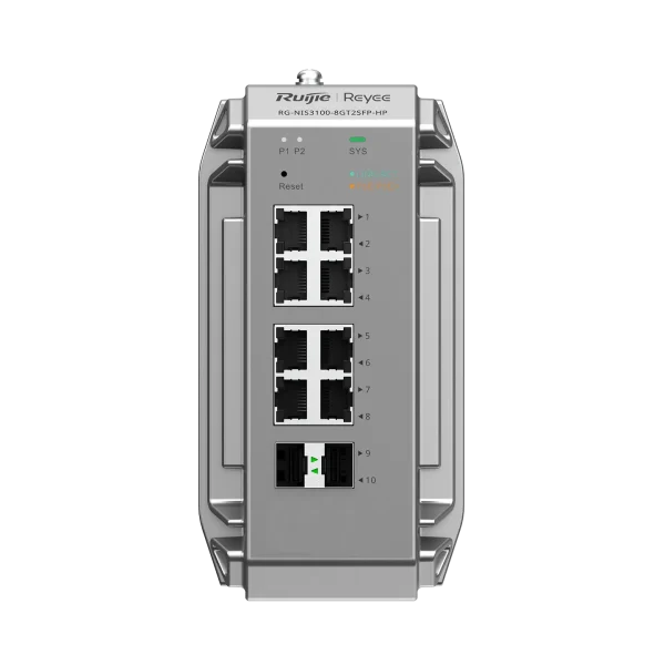 RG‑NIS3100‑8GT4SFP‑HP Industrial PoE+ Switch – 8×GigE + 4×SFP, –40 °C to 80 °C